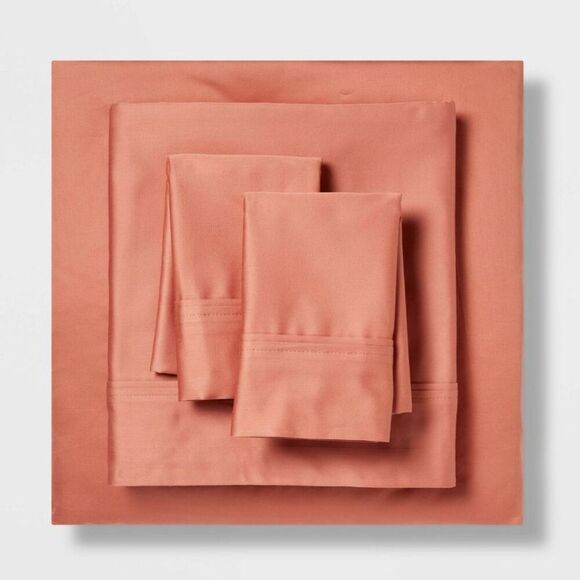 Threshold -  400 Thread Count Cotton Sateen 4-Piece S Rust - Picture 1 of 4